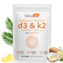 newseel Vitamin D3 K2 kapsler, D3 & K2 Vitamin Supplement, Vitamin D3 og K2, D3 Supplement, Replenish K2 D3 Coconut Oil Softgels (120)