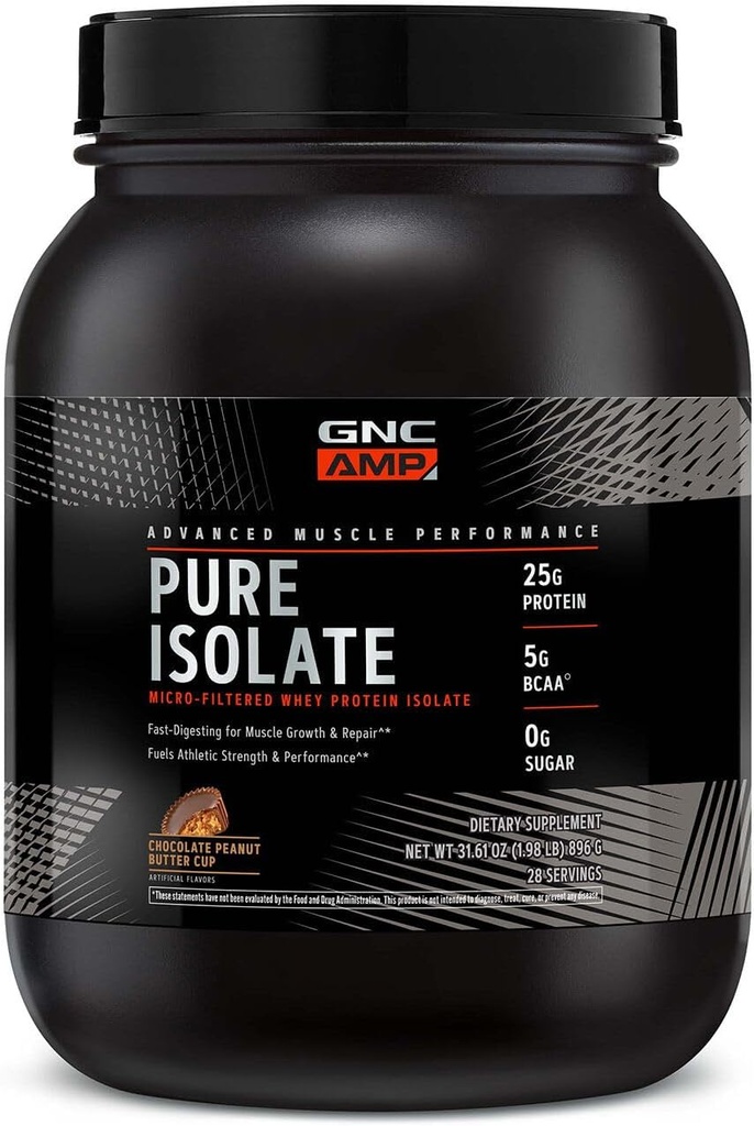 GNC AMP Pure Isolate Whey Protein - Chokolade Peanut Butter Cup (28 Servere)