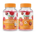 Lifeable Calcium Magnesium & Zink Kids + D-vitamin Kids, Gummies Bundle - Great Tasting, Vitamin Supplement, Gluten Free, GMO Free, Chewable Gummy