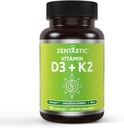 Zentastisk vitamin D3 K2, 5000IE & 200mcg, vitamin D & Patenteret MK7 & MK4 for 3- in-1 Complex Support - Vegetar, Non- GMO, 90 Caps