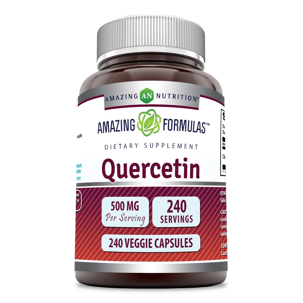 Amazing Formulas Quercetin 500mg Veggie kapsler Supplement 124; Non- GMO