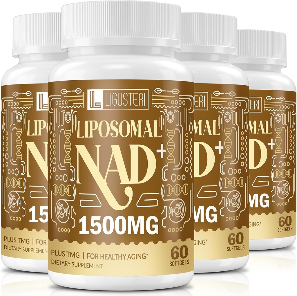 1500 MG Liposomal NAD +, 98% + Absorption, NAD + Supplement til Kvinder & Mænd med TMG, for Aging Defense, Cellular Energy, Heart & Brain Function, Longevity, 240 Softgels