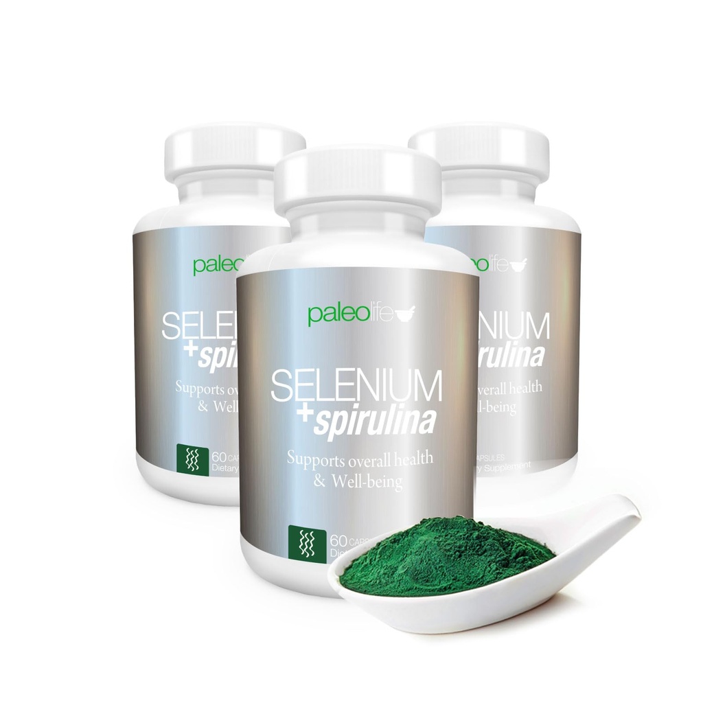 Paleolf Boost Koncentration, hukommelse og energi med Premium Selenium + Spirulina - Premium Antioxidant supplement til hjernefunktion -180 Day Supply (180 kapsler) - (3- Pack)
