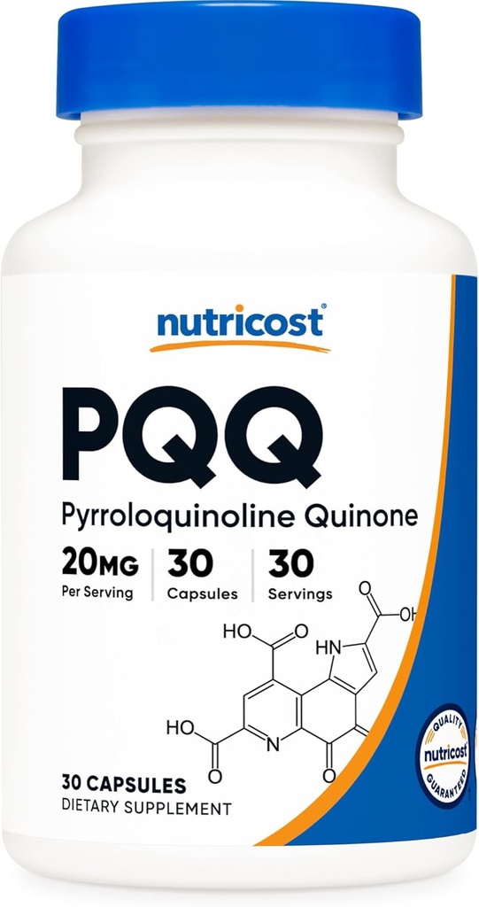 Nutricost PQQ (Pyrroloquinolin Quinone) 20mg, 30 Kapsler - Vegetariske Kapsler, Non- GMO, Gluten Free