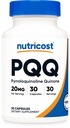 Nutricost PQQ (Pyrroloquinolin Quinone) 20mg, 30 Kapsler - Vegetariske Kapsler, Non- GMO, Gluten Free