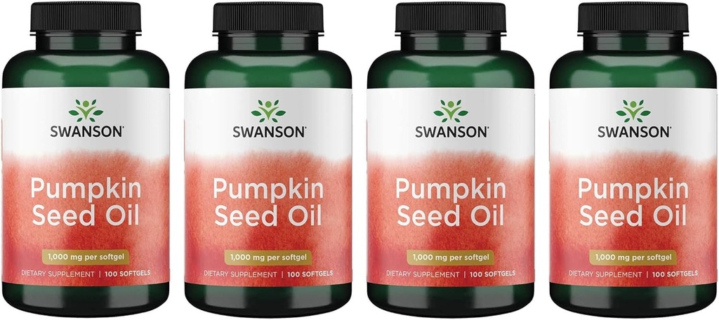 Swanson Pumpkin Seed Oil - High Bioavailable EFA 'er - (100 Softgel Kapsler, 1000 mg hver) 4 Pack