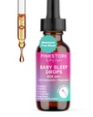 Pink Stork Baby Sleep Drops, naturligvis Support Sleep uden Melatonin for spædbørn, Toddlers, og børn, Aid Sleep med Kamille og Magnesium, Baby Essentials for Bedtime, 1 oz, 30 Servering