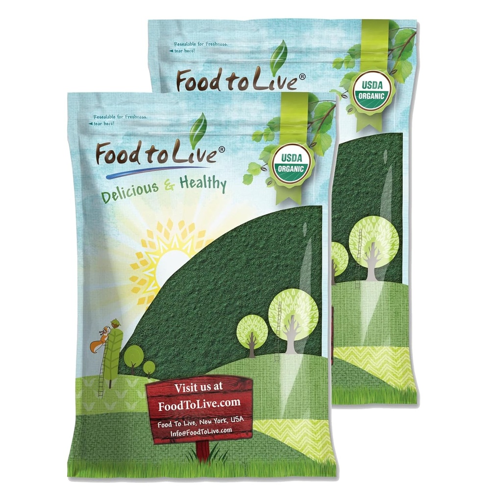 Food to Live Organic Spirulina Powder, 16 Pounds - Non- GMO, Kosher, Raw Blue- Green Algae, Vegan Superfood, Bulk, Non- bestrålet, Pure Vegan Green Protein, Rig i vitaminer og mineraler, Great for drikkevarer