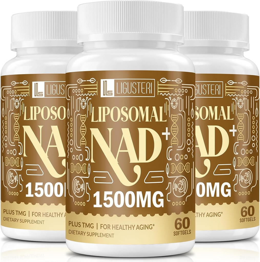 1500 MG Liposomal NAD +, 98% + Absorption, NAD + Supplement til Kvinder & Mænd med TMG, for Aging Defense, Cellular Energy, Heart & Brain Function, Longevity, 180 Softgels