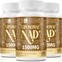 1500 MG Liposomal NAD +, 98% + Absorption, NAD + Supplement til Kvinder & Mænd med TMG, for Aging Defense, Cellular Energy, Heart & Brain Function, Longevity, 180 Softgels