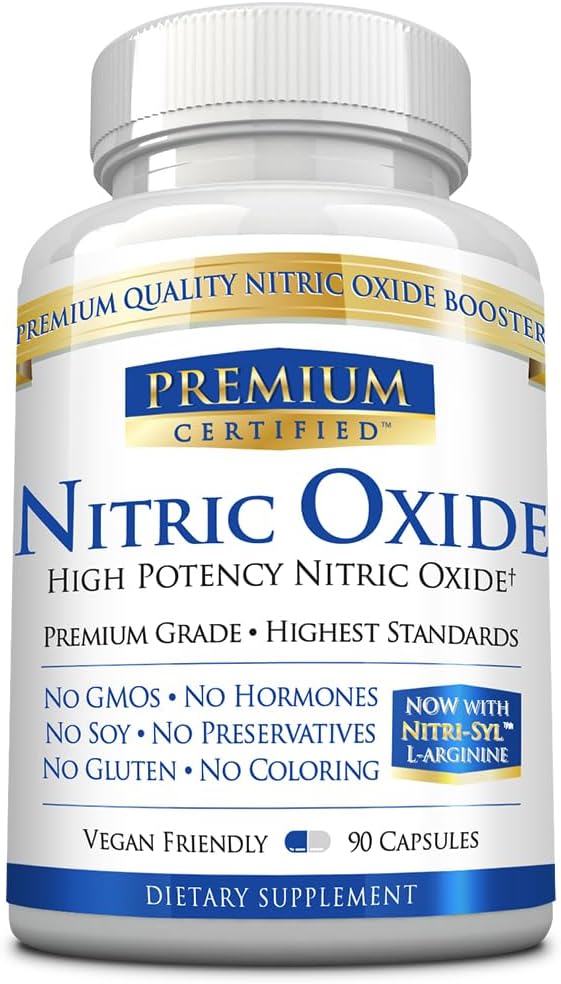 Nitrooxid Premium - 1680 mg L- arginin Blend, AAKG, AKIC, Mono & Malate - Vegan Friendly - 90 kapsler - 1 måned Supply