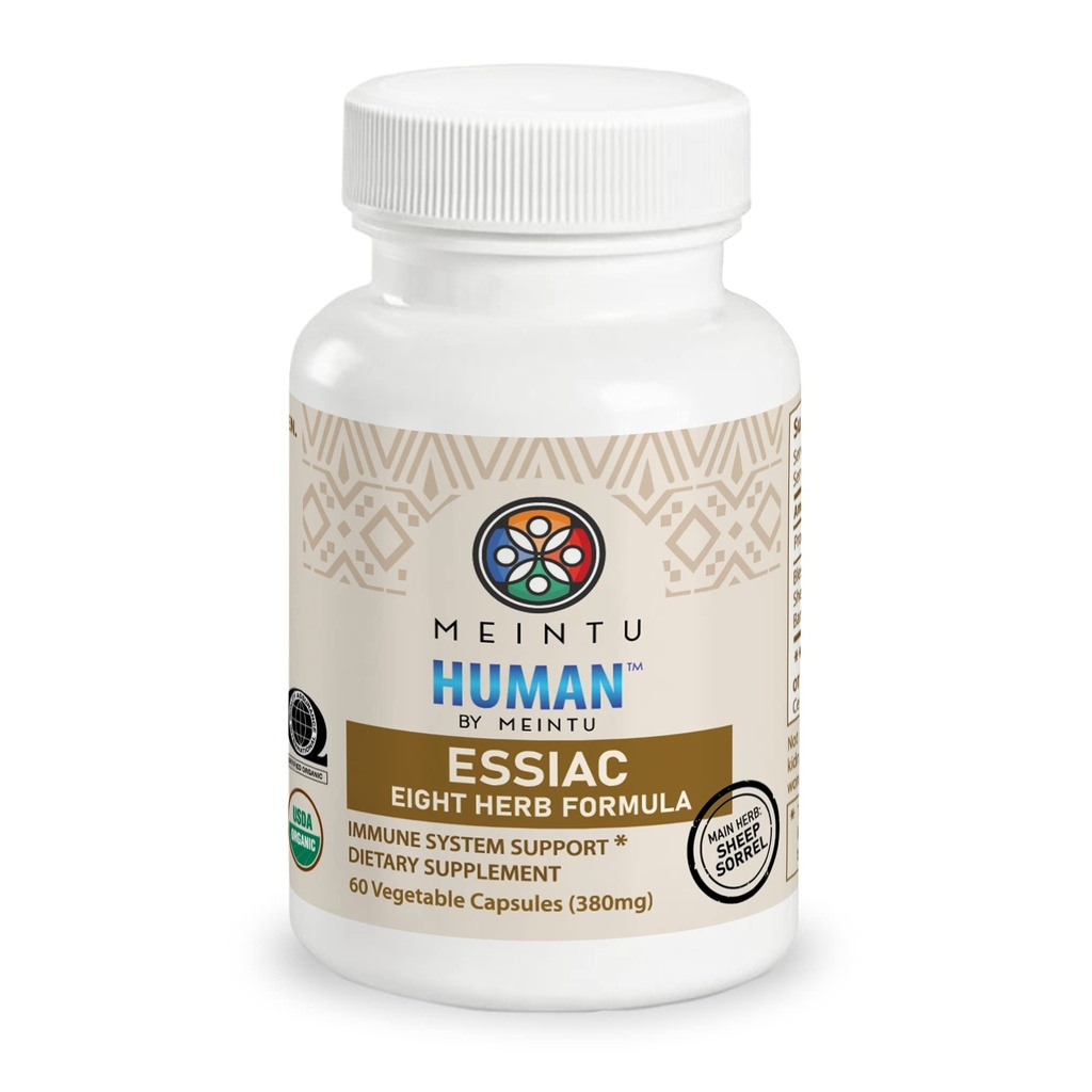MEINTU Organic 8 Herb Essiac Kapsler - Avanceret kraftfuld antioxidant Blend til at hjælpe med at fremme den samlede sundhed - 100% Organic Essiac Tea 8 Herb Supplement - 60 Kapsler