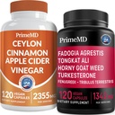 Ceylon kanel (1pk) og Fadogia Tongkat Ali (1pk) Supplement Bundle - Potent Vitaminer til hjerte, energi, muskel, testosteron, & immunforsvar - ikke-GMO, Vegan, Gluten- fri