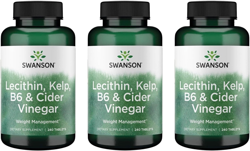 Swanson Lecithin Kelp B- 6 & Cider Vinagar 240 Tabs (3 Pack)
