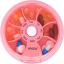 INVODA Weekly Pill Organizer 7 Segment Roterende Pill Box for Daglig Medicin & Vitaminer - Bærbar rejse Pill sag Fish Oil Kosttilskud Vitaminer Organizer (Pink)