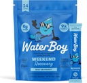 Waterboy Weekend Recovery • 124; 3,200mg Electrolyte Powder Packets • 124; Ginger + L- Theanine + Vitamin • 124; Ingen sukker, alle naturlige, Gluten Free • 124; 24 Drink Stick mix (Blå Hindbær)