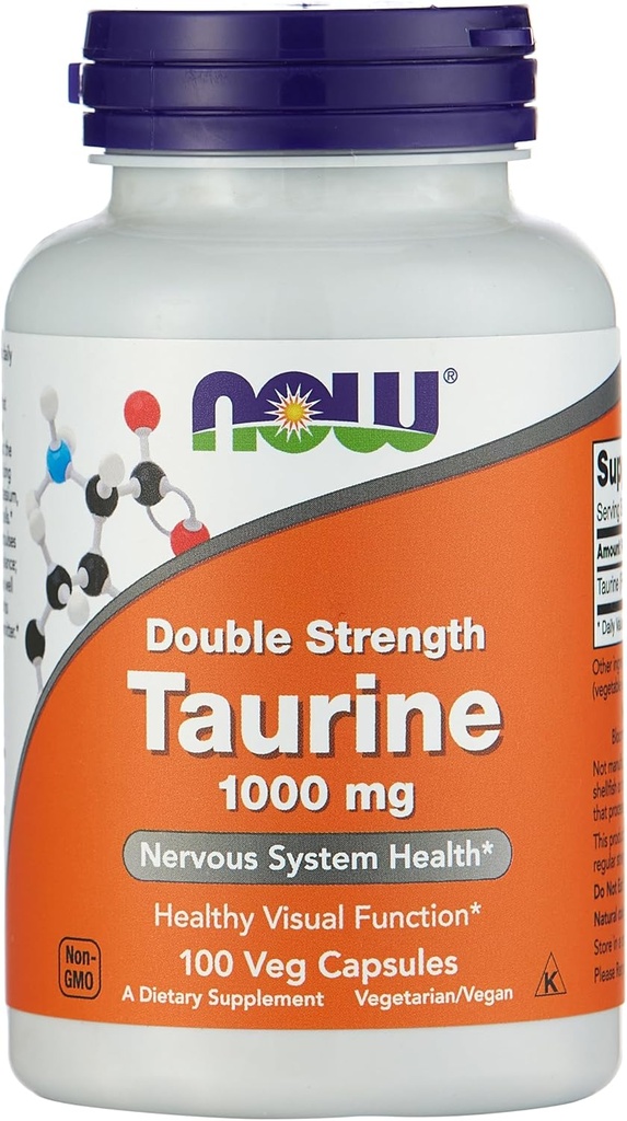 Now fødevarer ved nu dobbelt styrke taurine nervesystem sundhed 1000mg 100 Capsule