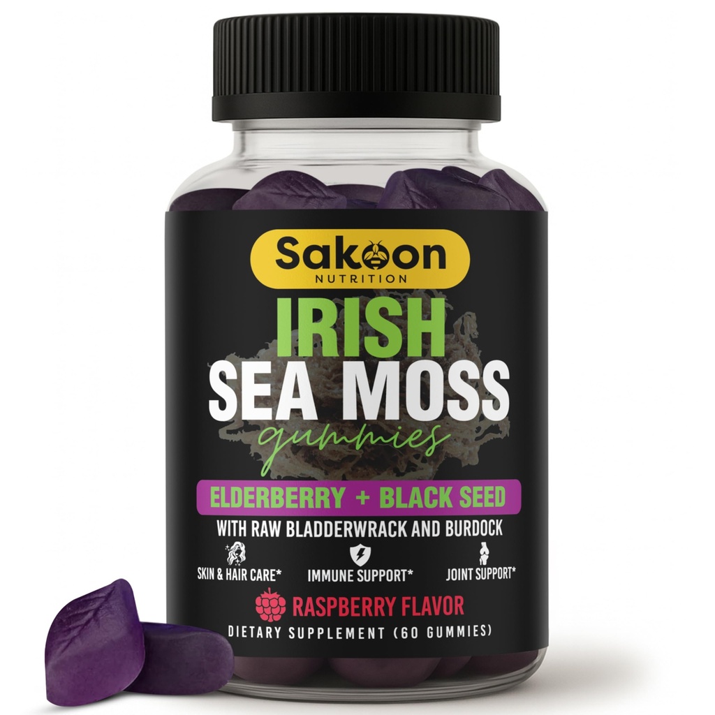 Irish Sea Moss Gummies med Elderberry & Black Seed Oil - Samlet Wellness Support