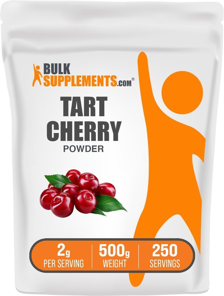Bulk Supplements.com Tart Cherry Powder - Fruit Powder, Tart Cherry Kosttilskud - Antioxidant Kilde, Gluten Free & No Added Sugar, 2g per Serving, 500g (1.1 lbs) (Pack of 1)