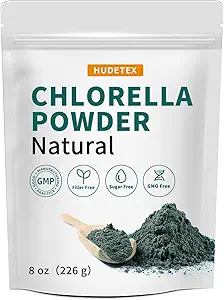 Chlorella Powder Natural med 16 oz - Chlorophyll pulver, Understøtter immunsystem og leverfunktion, Hold ungdom, Vegan, Rich i Vegan Protein og Vitamin.
