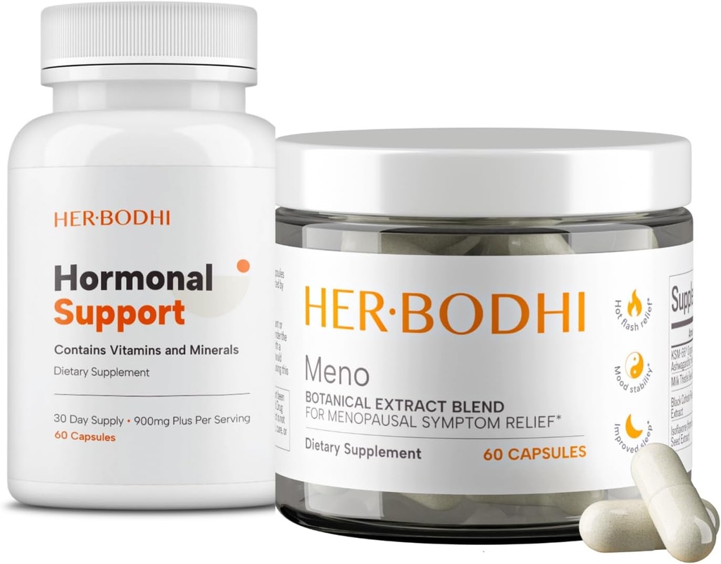 Meno & Hormonal Support Support - Menopause Hormonal Balance for kvinder (60 Caps) & Hormone Balance Supplement for kvinder, PMS Support Supplement (60 Caps), 2 poster