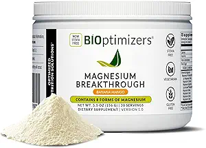 BIOptimizers Magnesium Breakthrough Drink - 8 former for Magnesium, Electrolytes, Sleep Health, Stress, Muscle Recovery, Heart Support, 124; Glycinate, Citrate, Malate- Banana Mango