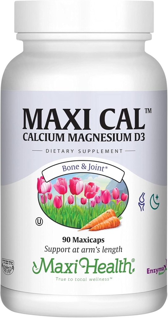 Maxi Health Calcium 1000 mg tillæg med D3- vitamin (1000 IE) og Magnesium (500 mg) - Knogler, tænder og fælles støtte til mænd og kvinder - 90 kapsler