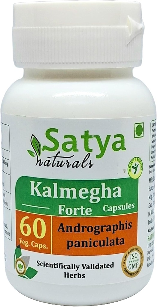 Kalmegha Forte Capsules 500 mg. 60 Veg. Capsule Note 124; Kalmegha (Andrographis Paniculata) Uddrag Kapsler til mænd og kvinder