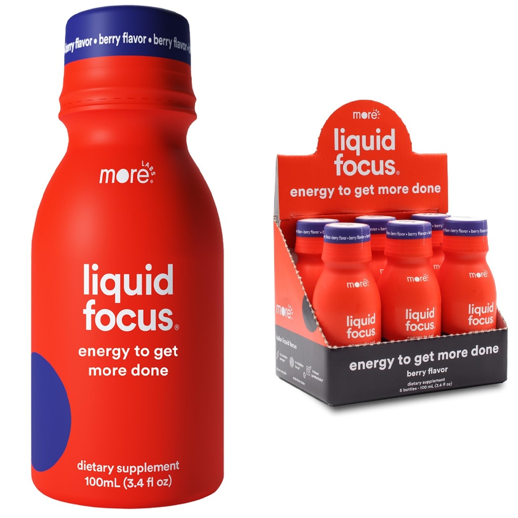 Labs Liquid Focus, Nootrop Smart Drink med stærke antioxidanter og adaptogene urter til energi og koncentration, 150mg koffein (pakke med 6)
