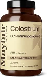 Colostrum Supplement 1000mg, 120 kapsler, 30% IgG, Bovine Colostrum, Immunsystemet Support
