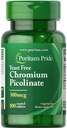 Puritans Pride Chrom Picolinate 500 Mcg Gær Free, 100 Greve