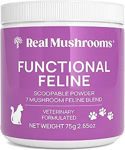 Ægte svampe Cat supplement Pulver - Organic Mushroom Blend med antarktisk krill & Ashwagandha - Kat Vitaminer til ældre katte eller killinger - 2.65 oz Functional Feline Formel