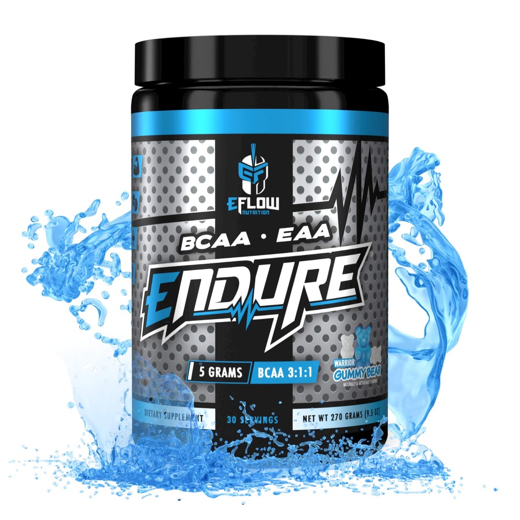 eFlow Nutrition Endure BCAA Plus EAA - Essential Aminosyrer Elektrolyte Powder Intra Workout - Forbedre energi, inddrivelse og ydeevne - Warrior Gummy Bear (30 Servere)