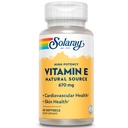SOLARAY vitamin E 1000 IE Softgel kapsler, 670 mg - d Alpha tocopherol vitamin E kosttilskud - hud sundhed, hjerte funktion og antioxidant support - 60-dag garanti - 60 Servere, 60 Softgels