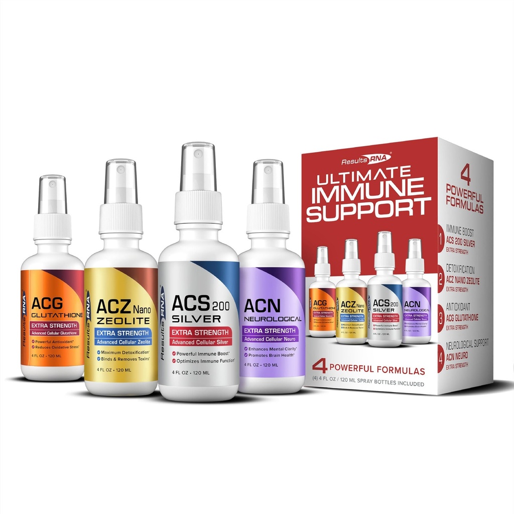 Resultater RNA - Ultimate immunsupportsystem - ACS 200 Sølv / ACZ Nano Zeolite / ACG Glutathione / ACN Neuro Mest avancerede immunsupportsystem til rådighed - Anbefalet af læger Worldwide