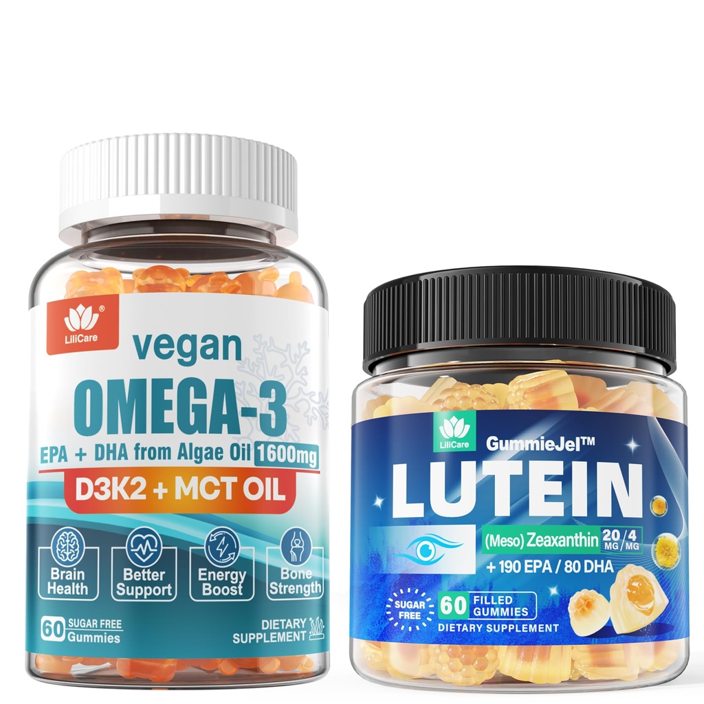 Sukkerfri Lutein 20mg 40mg & Vegan Omega3 Gummies 1280mg