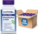 Natrol Mood Positiv 5- HTP 50mg med L- Theanin, vitamin B6, vitamin B12 og folat, Kosttilskud hjælper med at understøtte en positiv mood, 50 tabletter, 25- 50 dages forsyning (pakke med 12)