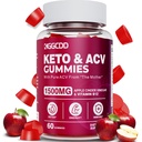 Keto ACV Gumies Advanced vægttab, Keto Gummy supplement til kvinder og mænd, med 1500MG Apple Cider Vincils & Vitamin B12, Vegan & Non- GMO, Detox & Cleanse, Low- Carb, 60 Greve
