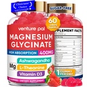 60 Day Supply Magnesium Glycinate 400mg Gummies with Ashwagandha, L-Theanine, CoQ10, Vitamin D3 & B6, Sugar Free Magnesium Gummies for Adults & Kids, Stress Relief, Sleep & Calm, Vegan, Gluten Free