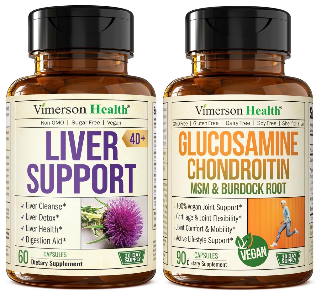 Lever renser Detox & Reparation Milk Thistle Supplement & Vegansk Glucosamin Chondroitin MSM Fælles Support Supplement