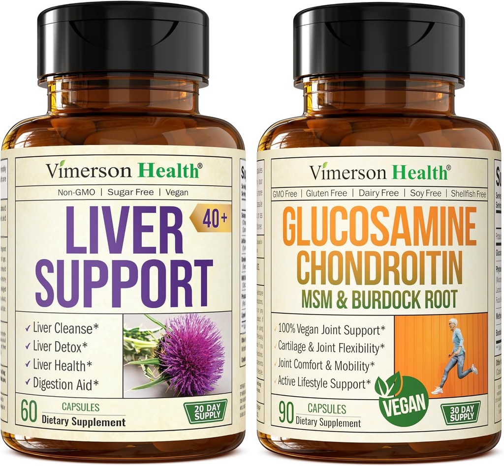 Lever renser Detox & Reparation Milk Thistle Supplement & Vegansk Glucosamin Chondroitin MSM Fælles Support Supplement