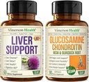 Lever renser Detox & Reparation Milk Thistle Supplement & Vegansk Glucosamin Chondroitin MSM Fælles Support Supplement