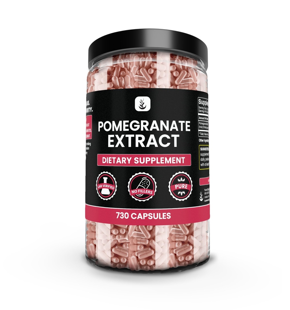 Pure Original Ingredienser Pomegranate Extract (730 kapsler) Ingen Magnesium eller ris Fyldere, Altid Pure, Lab Verified