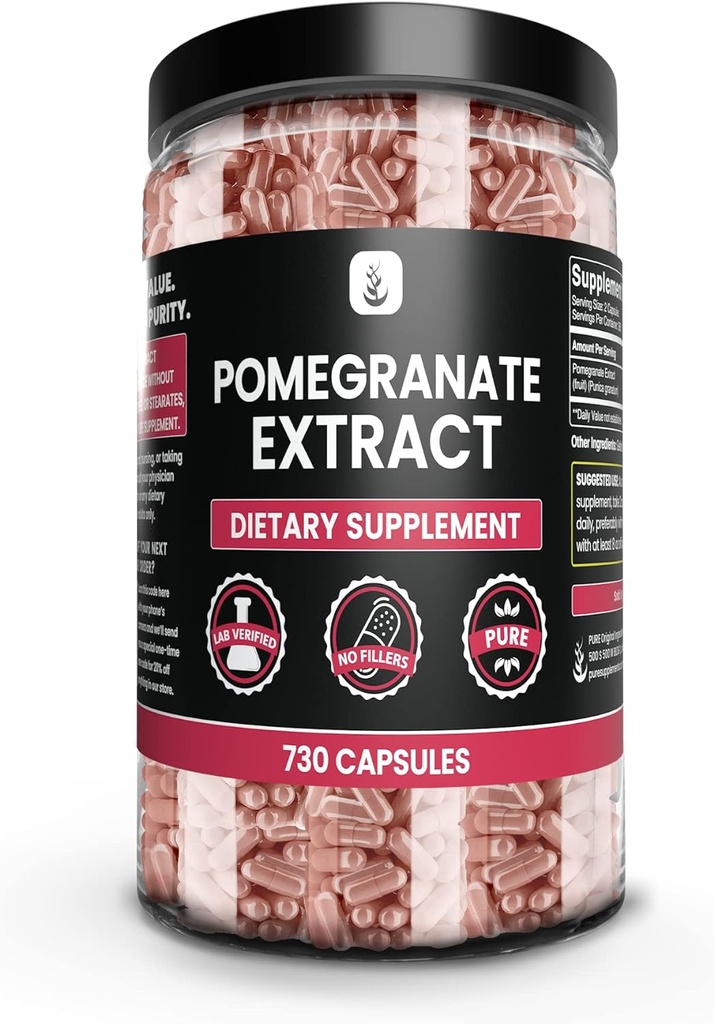Pure Original Ingredients Pomegranate Extract (730 Capsules) No Magnesium Or Rice Fillers, Always Pure, Lab Verified