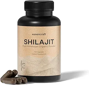 Organic Himalayan Shilajit Resin Extract - 1000mg Max Potency, Lab Testet Pure Shilajit til mænd og kvinder, 85 + spor Minerals Fulvic Acid, immunforsvar, Energi, Cognition, 2 Måned Supply, 120 Kapsler