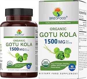 Brieofood Organic Gotu Kola 1500mg, 45 Servering, Vegetarisk, Gluten Free, 90 Vegetariske tabletter