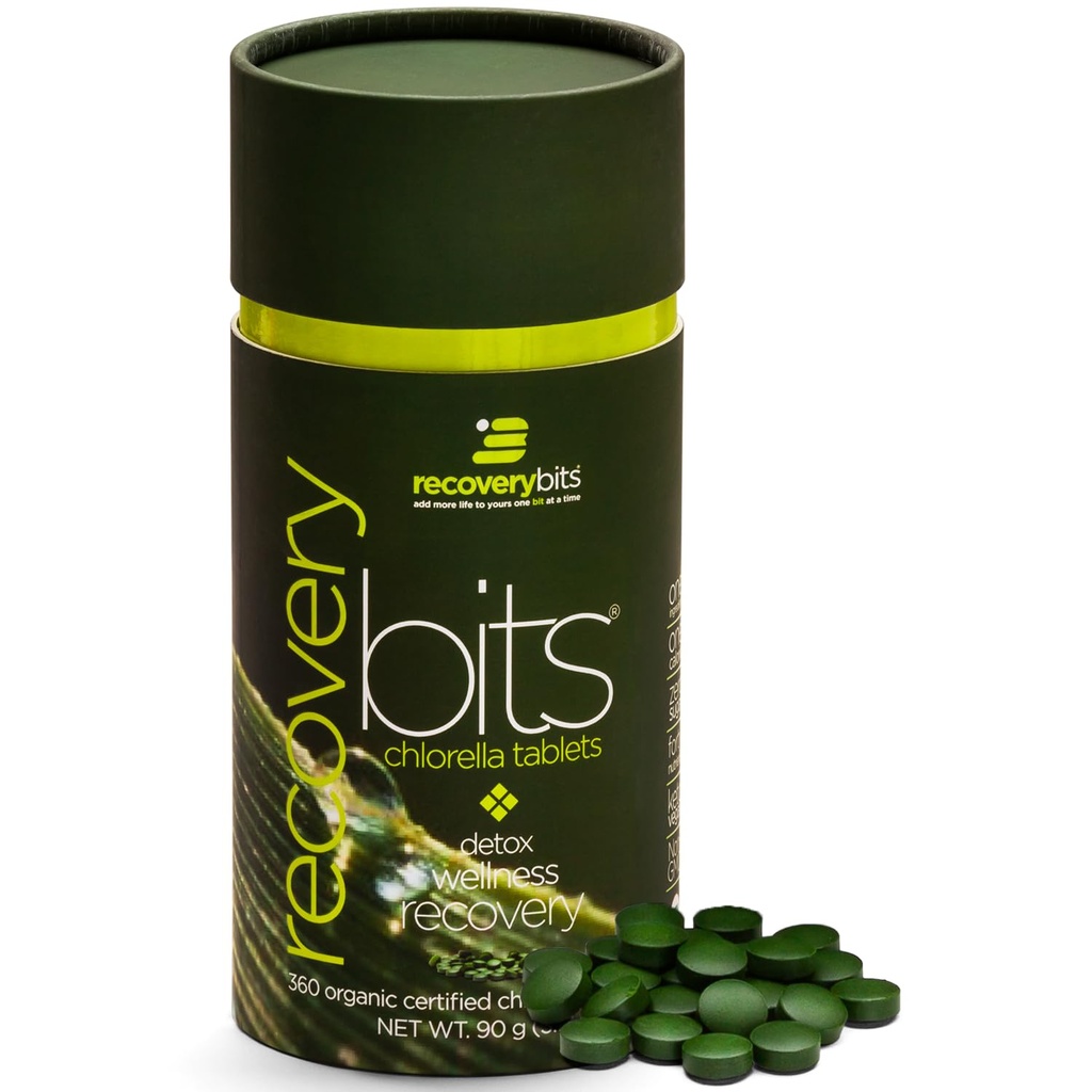 AnconverYbits - Organic Chlorella Tablets - Plantbaseret Algae Superfood - Chlorophyll - Cracked Cell Wall - Energy - Immunsystem - Detox - Keto - Vegan - Non- GMO - Small Canister - 360 Tablets