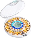 Daviky Automatic Pill Dispenser til ældre med Alarm, 28-dag elektronisk låst pille boks, lyd & lys påmindelser til medikamenter, vitaminer, og kosttilskud