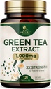 Green Tea Extract kapsler 1000 mg - Standardiseret 45% EGCG & 98% Polyphenoler - 3X Strength Green Tea Pills for Natural Energy - Understøtter Heart Health, Herbal Supplement, Vegan, Non- GMO - 120 Kapsler