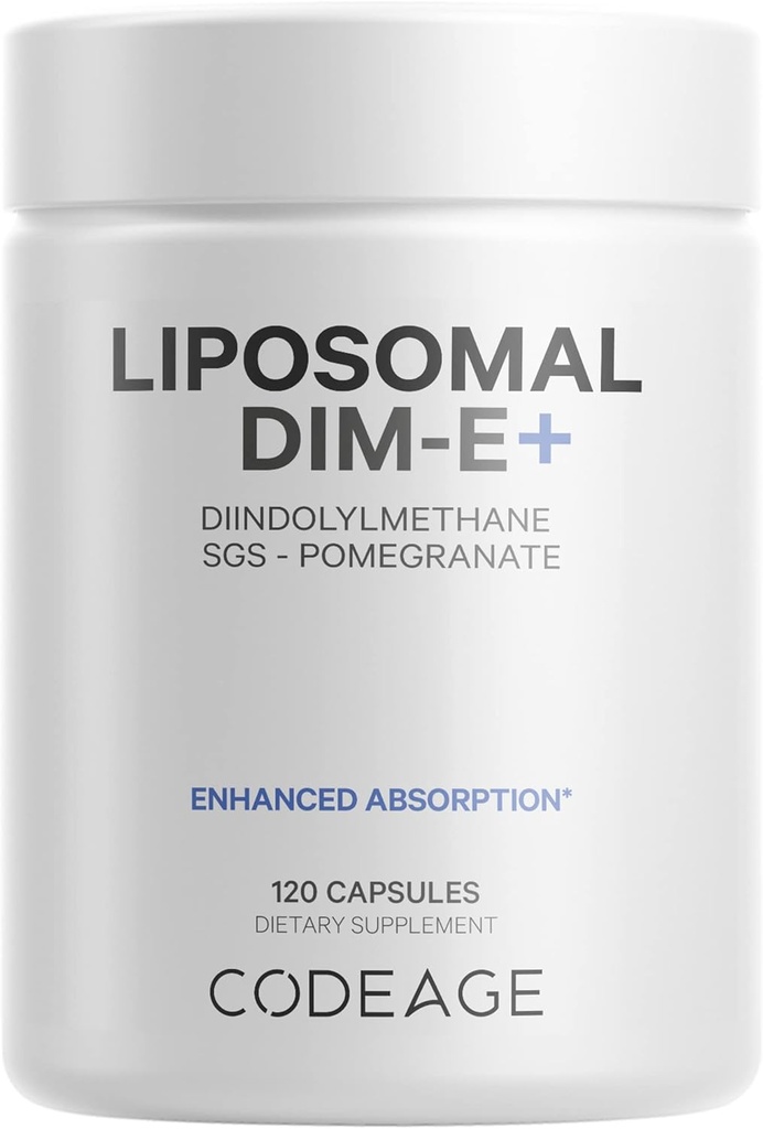 Kodeage Liposomal DIM supplement - 4 måneder levering af DIM vitaminer og SGS, Pomegranat, Broccoli, Vitamin E Isomers Tocopherols Alpha Beta Gamma Delta - Liposomal Formel - Gluten- Free - 120 Kapsler